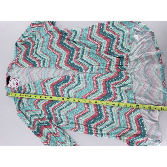 Shiela Rose Cardigan Sweater Sz L Chevron Colorful Artsy Fun Shawl Throw NWT - Picture 12 of 14